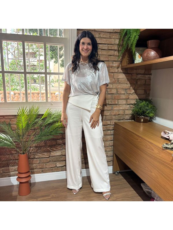 Calça Feminina Pantalona - Off White
