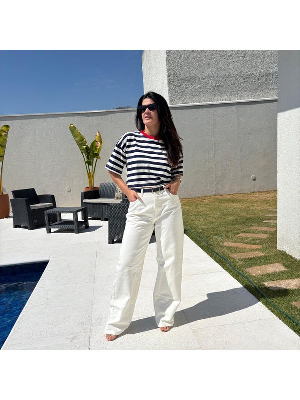 Calça Feminina Wide Leg - Off White