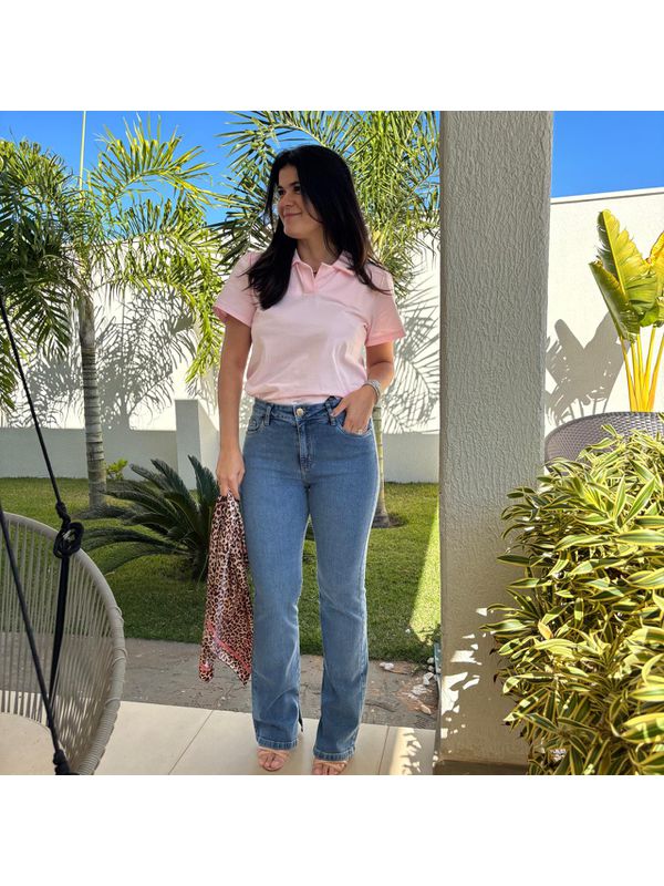 Calça Jeans Feminina Reta com Fendas - Clara