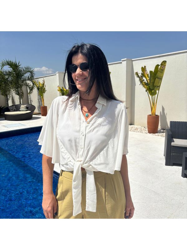 Camisa Feminina Cropped - Off White