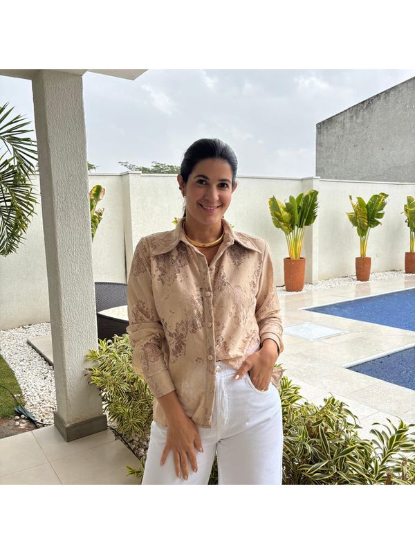 Camisa Feminina Renda - Bege