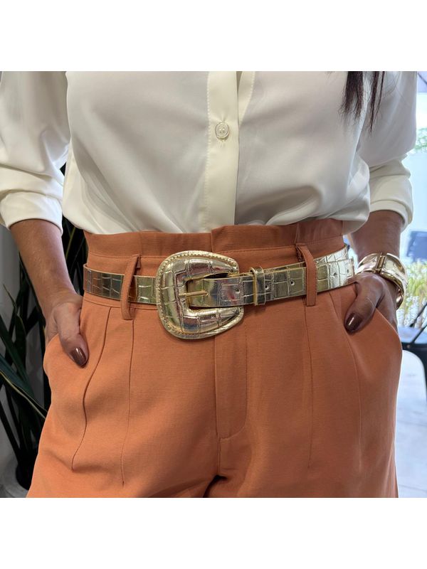 Cinto Feminino - Croco Dourado