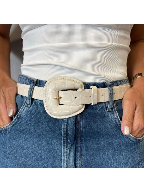 Cinto Feminino Croco - Off White