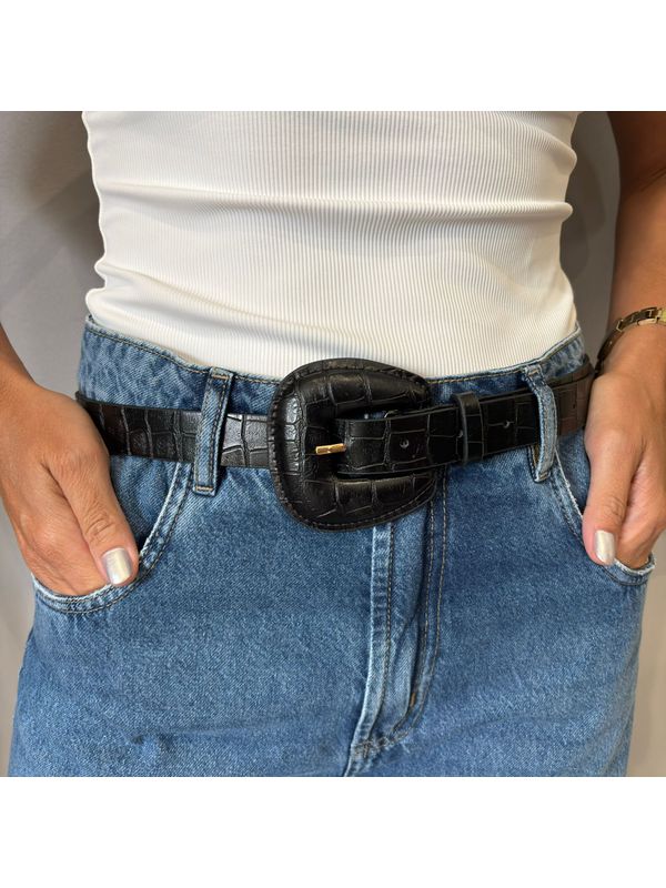 Cinto Feminino Croco - Preto