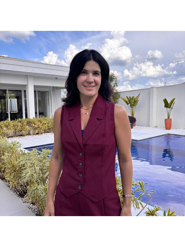 Colete Feminino Alfaiataria com Pala - Vinho
