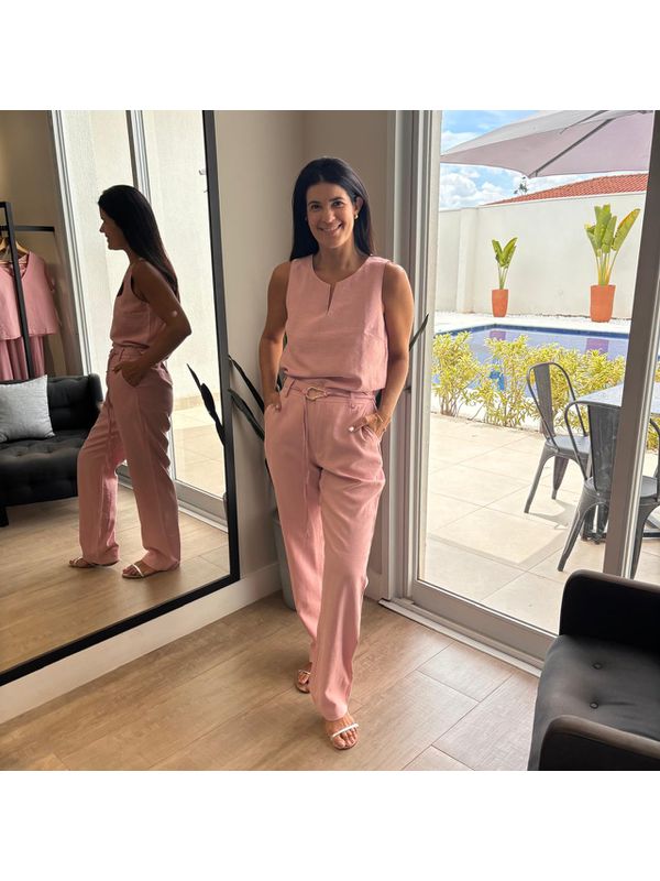 Conjunto Feminino Avila com Cinto - Rosa