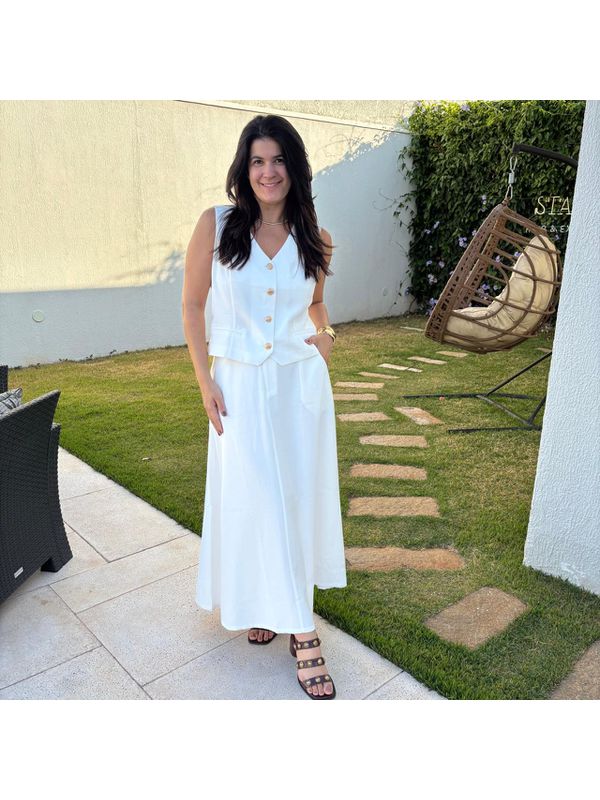 Conjunto Feminino Colete e Saia Flat - Off White