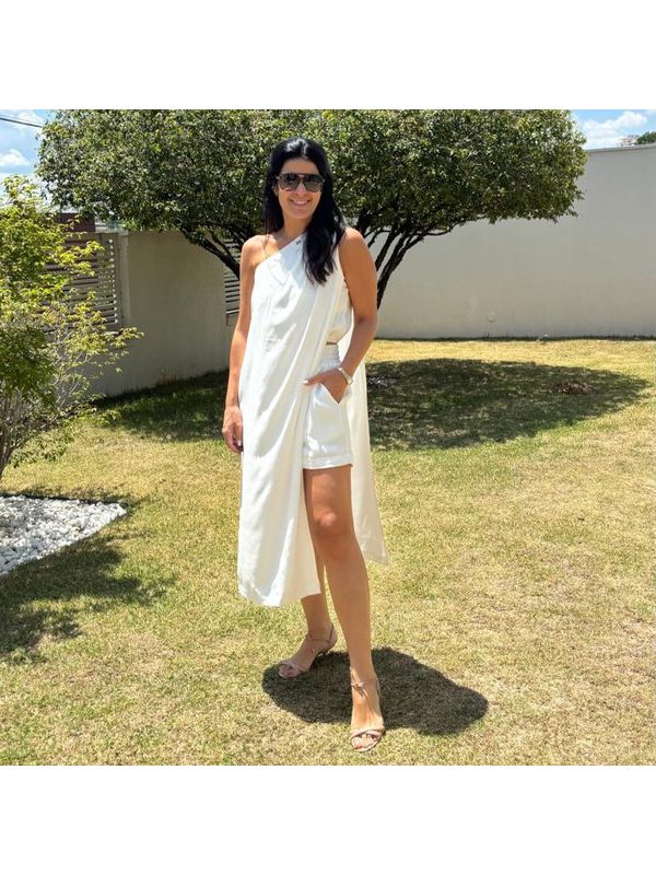 Conjunto Feminino Tunica e Shorts - Off White