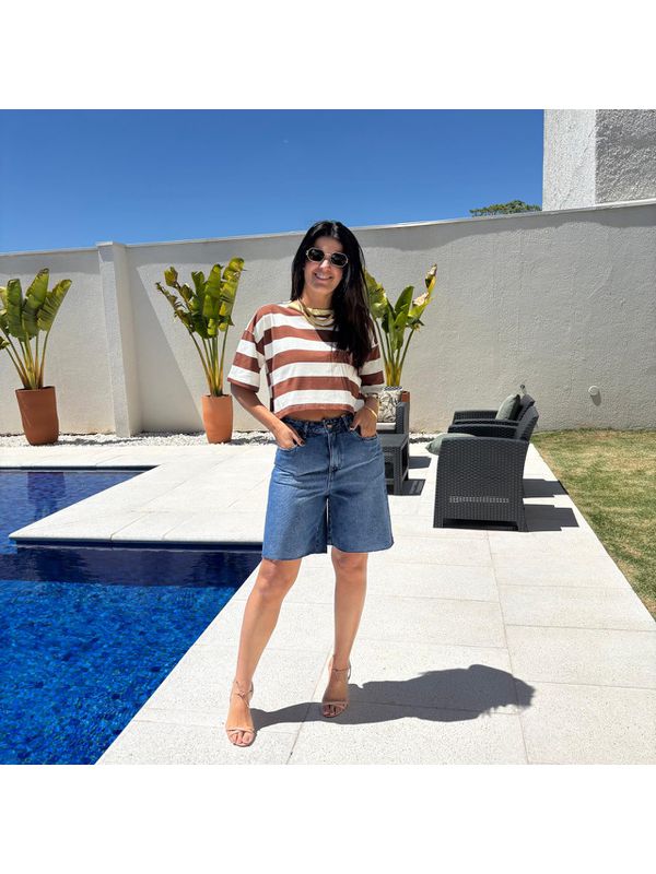 Jorts Jeans Feminino Oversized - Escuro