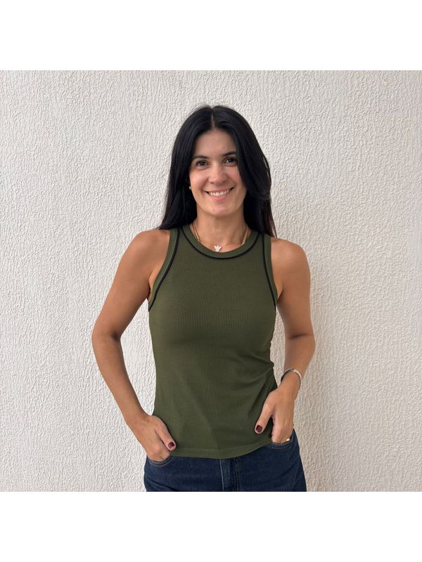 Regata Feminina Canelada com Vivo - Verde Militar