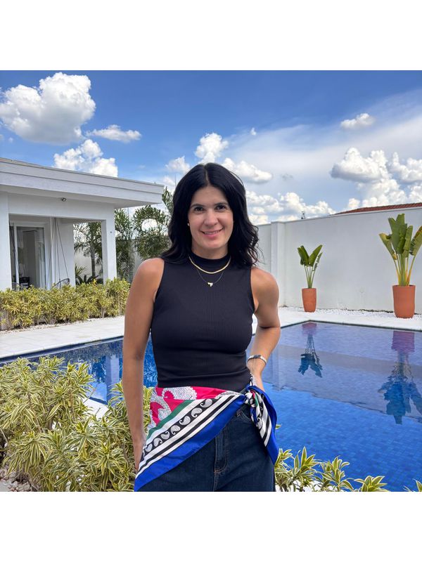 Regata Feminina Poliamida Canelada Gola Alta - Preto