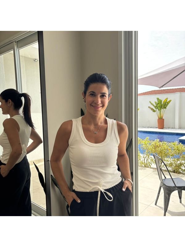 Regata Feminina Poliamida Canelada - Off White