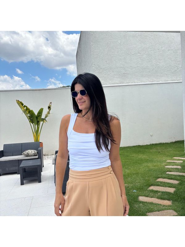 Regata Feminina Poliamida Franzida - Off White