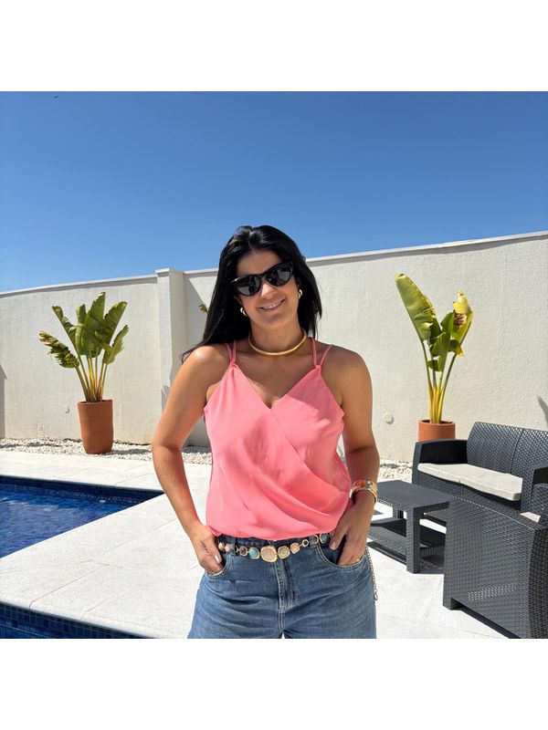 Regata Feminina Transpassada - Rosa Batom