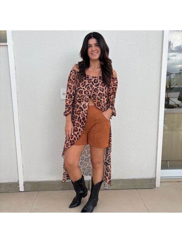 Shorts Feminino Suede - Caramelo