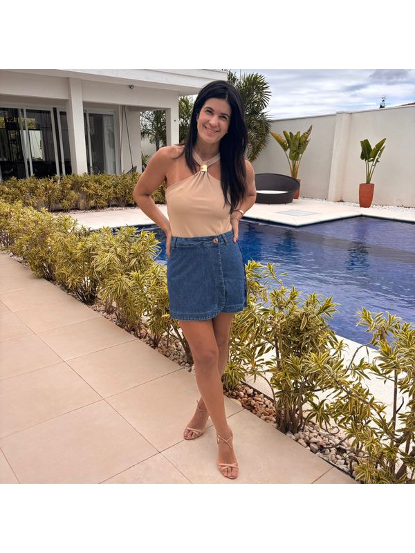 Shorts Saia Feminino Jeans - Escuro