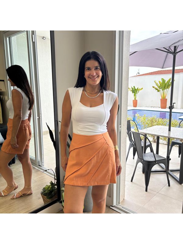 Shorts Saia Feminino Recorte Vivos - Laranja