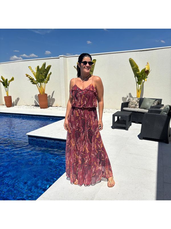 Vestido Feminino Boho Longo - Vinho