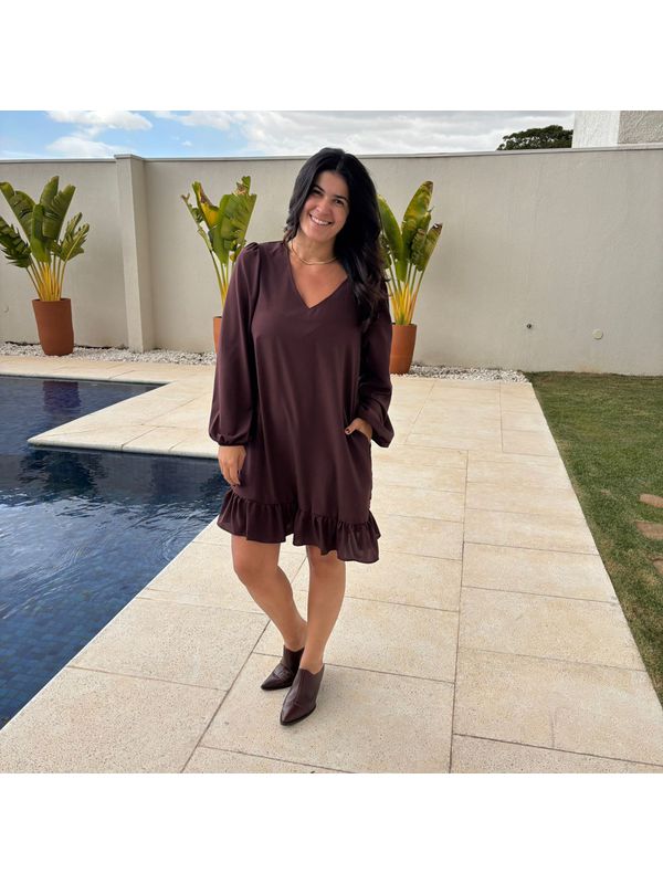 Vestido Feminino Curto - Marrom