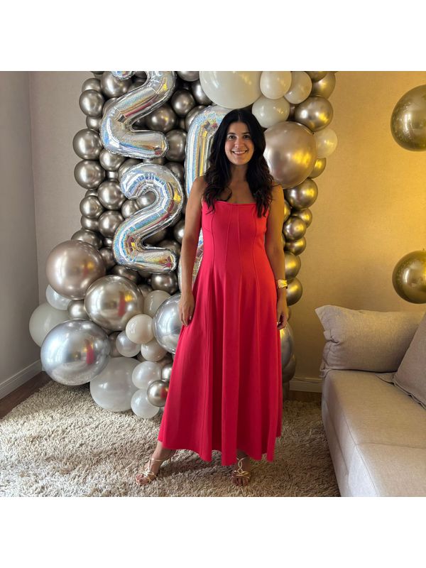 Vestido Feminino de Malha Acinturado - Melancia