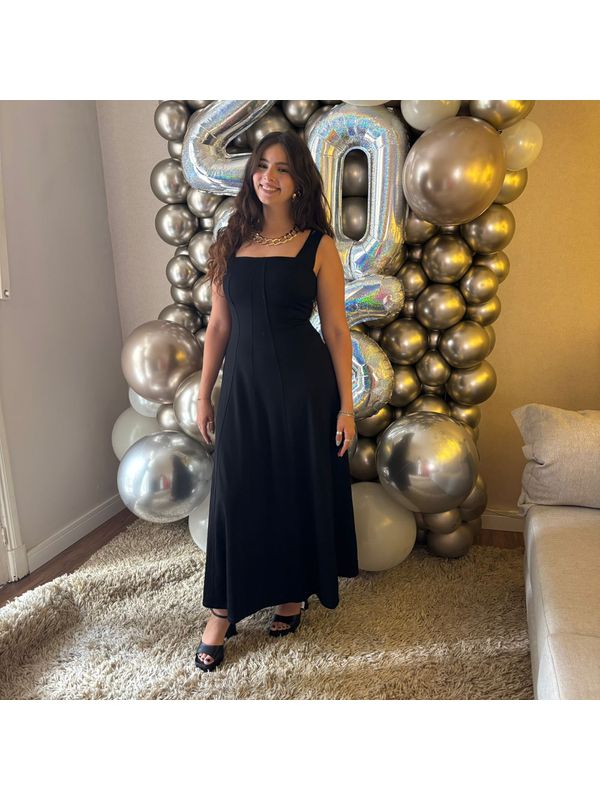 Vestido Feminino de Malha Acinturado - Preto