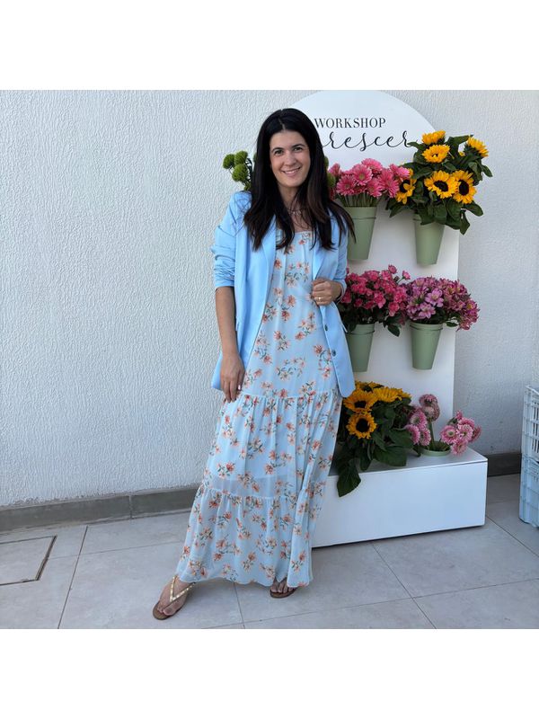 Vestido Feminino Floral - Azul