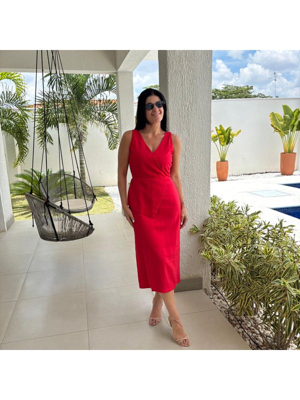 Vestido Feminino Midi - Vermelho