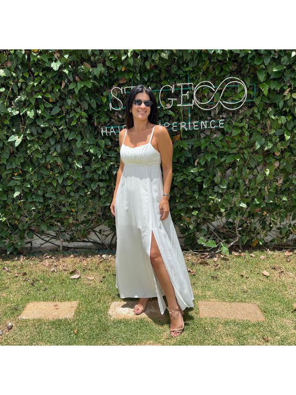 Vestido Feminino Silk Pregas Busto - Off White