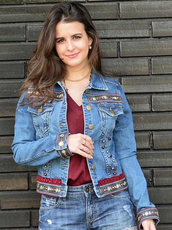 jaqueta jeans felpuda