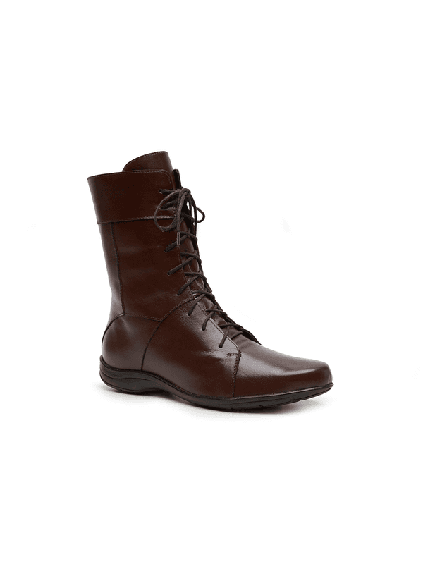 Bota Feminina Cano Médio Confortável em Couro Legí... - Comprou Já