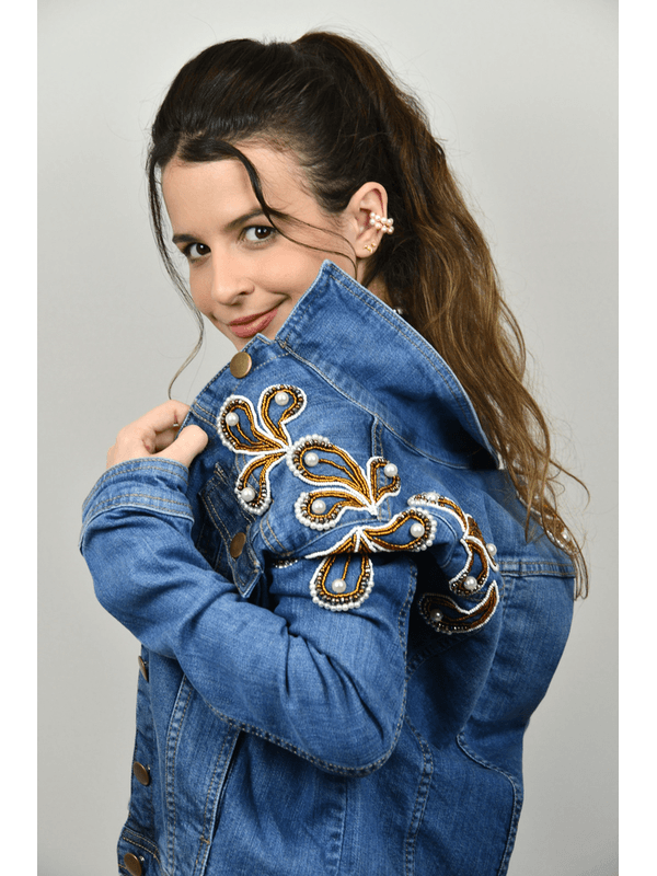 Jaqueta jeans azul store escuro
