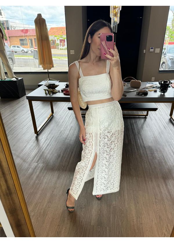 Saia Midi Sarah Off white - NUMERODUE