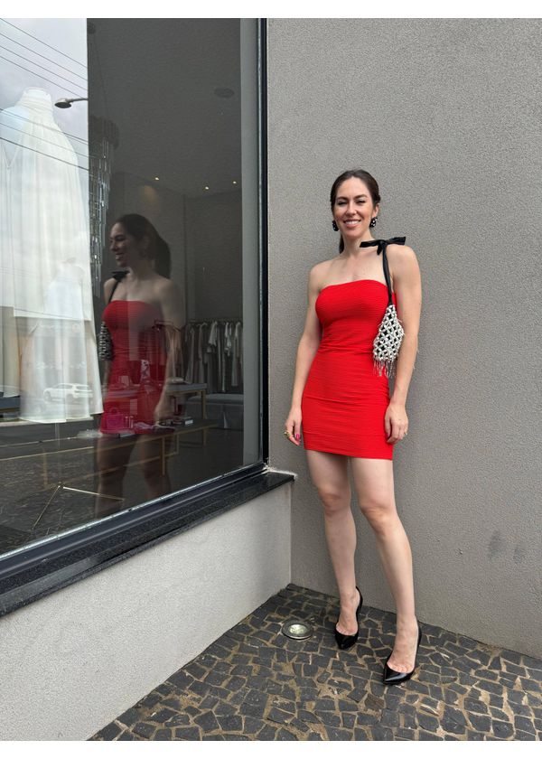 Vestido Tubinho Malha Texturizada Vermelho - NUMERODUE