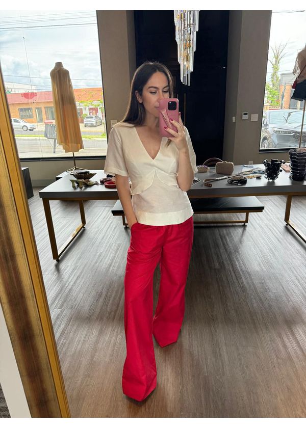 Blusa Alfaiataria Louise Off white - NUMERODUE