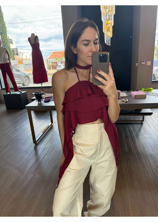 Blusa Boho Jade Vinho - NUMERODUE