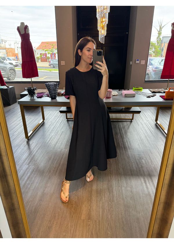Vestido Midi Marquesa Preto - NUMERODUE