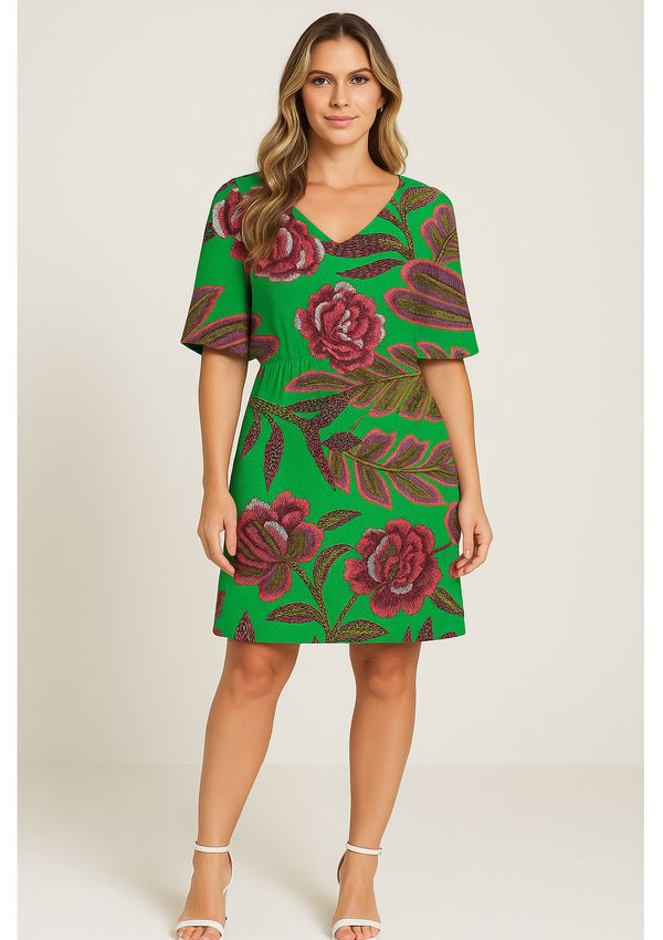 VESTIDO ESTAMPADO C/ MANGA