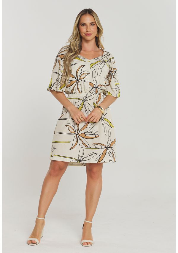 VESTIDO ESTAMPADO C/ MANGA