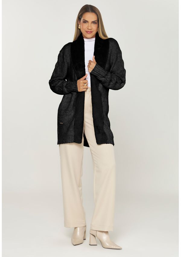 CASACO TRICÔ DETALHE SUEDE