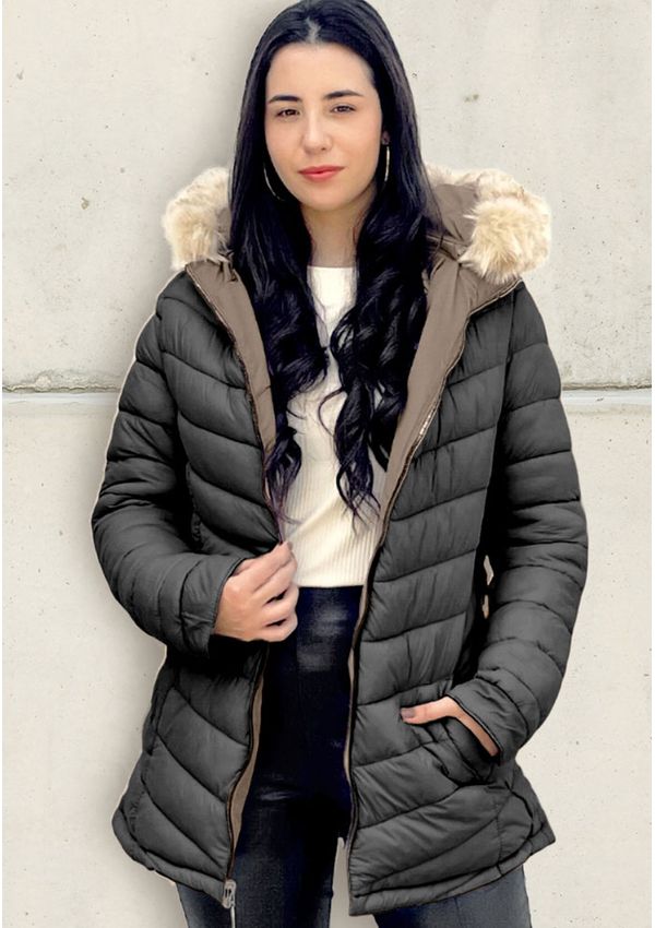 PARKA FEMININA REVERSÍVEL | RUDÉLY LOJA