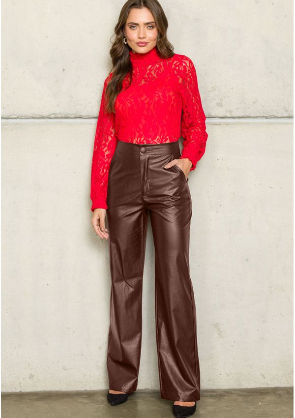 CALÇA WIDE LEG COURO SINTÉTICO 