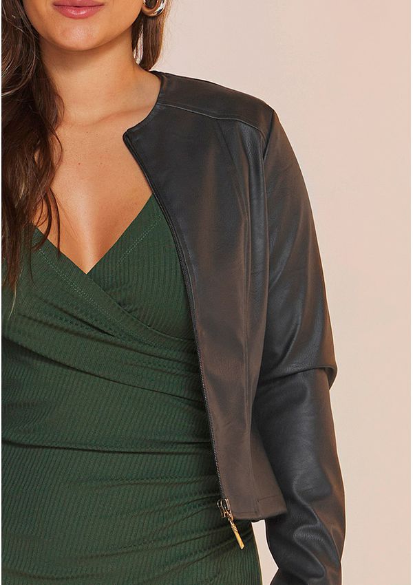 JAQUETA COURO SINTÉTICO | RUDÉLY LOJA