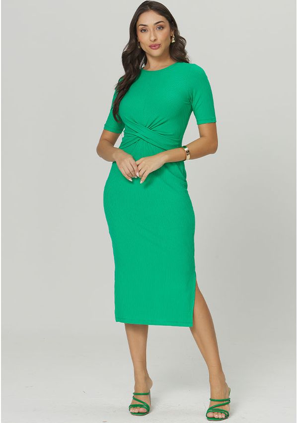 VESTIDO CANELADO MIDI
