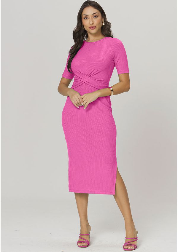 VESTIDO CANELADO MIDI