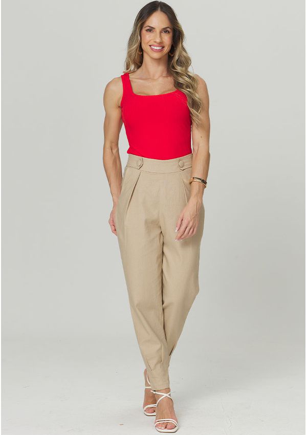 CALÇA LINHO PREGAS BARRA
