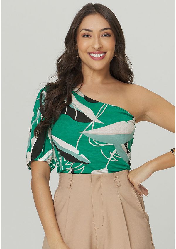 BLUSA OMBRO ÚNICO ESTAMPADA
