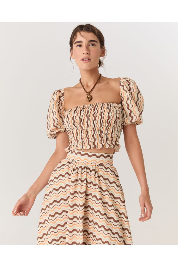 BLUSA LINHO ESTAMPADA WAVES JU 