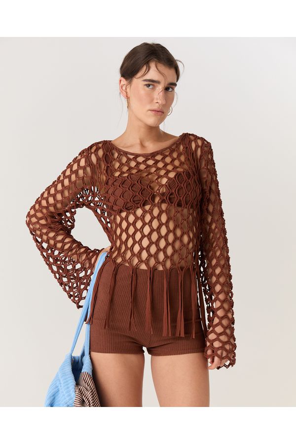 CROPPED MACRAME MARROM ELLE 