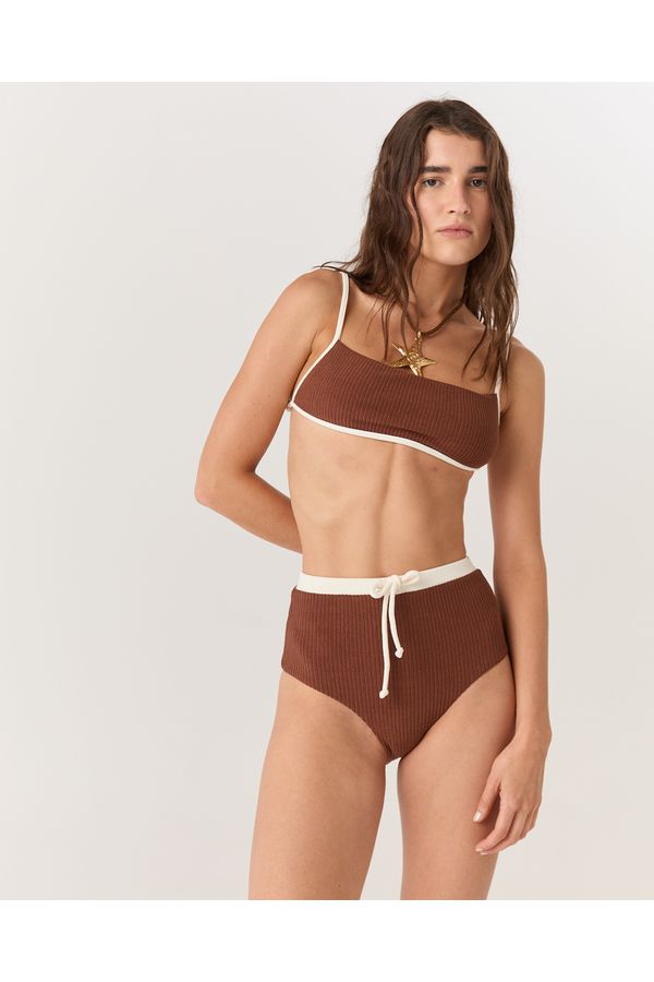 CALCINHA BIQUÍNI HOT PANTS MARROM LU 