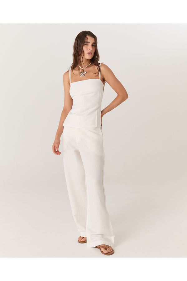 PANTACOURT LINHO OFF WHITE MONICA